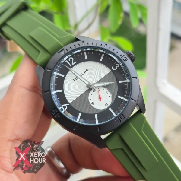 Tubular Authentic brand | Silicon strap | Green Plain Dial