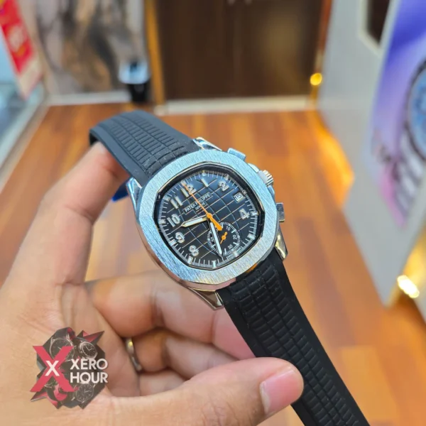 Patek Philippe Aquanaut | 3 button | Black Silicon Strap | Black Dial