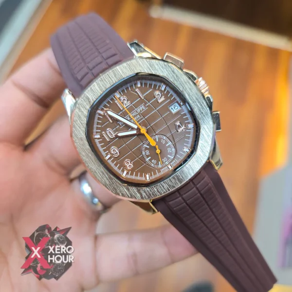 Patek Philippe Aquanaut | 3 button | Chocolate Silicon Strap | Chocolate Dial