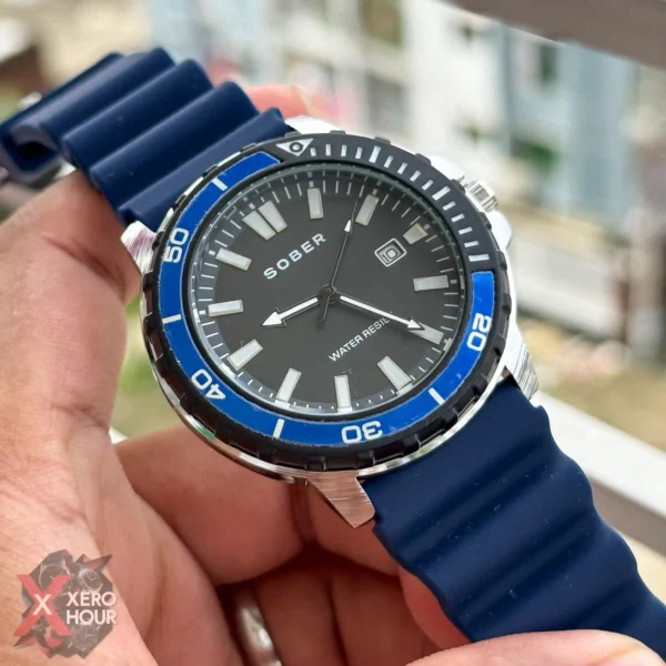 Sober Authentic | Silicon Strap -Blue | Rotating Bezel | Sport Style