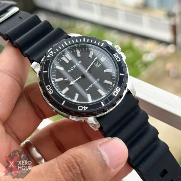 Sober Authentic | Silicon Strap -Black | Rotating Bezel | Sport Style