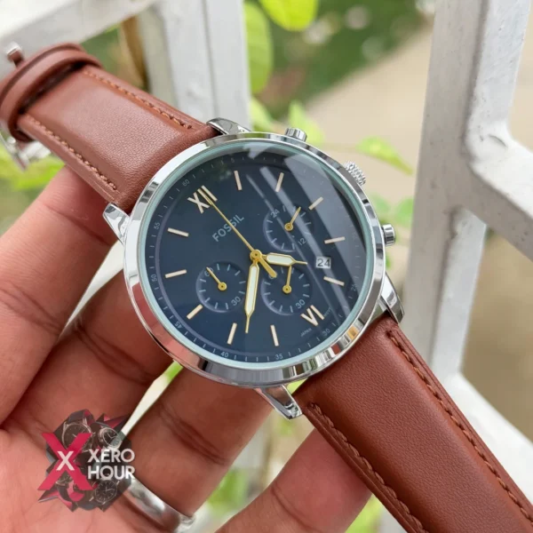 Fossil Chronograph | Leather belt - Blue Dial | AA Grade | BrownBelt