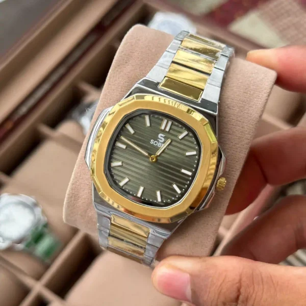 Sober Patek Style | Authentic | Dual Tone | Olive Dial