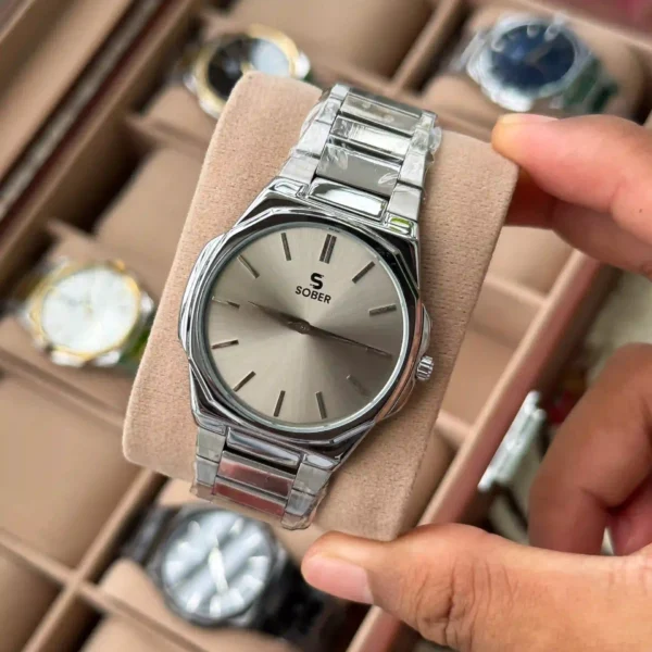 Sober Hexa Style | Authentic brand | Single Tone | Grey dial | Sunbrust effect dial