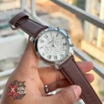 Fossil Chronograph | Leather belt | Brown Belt with white dial