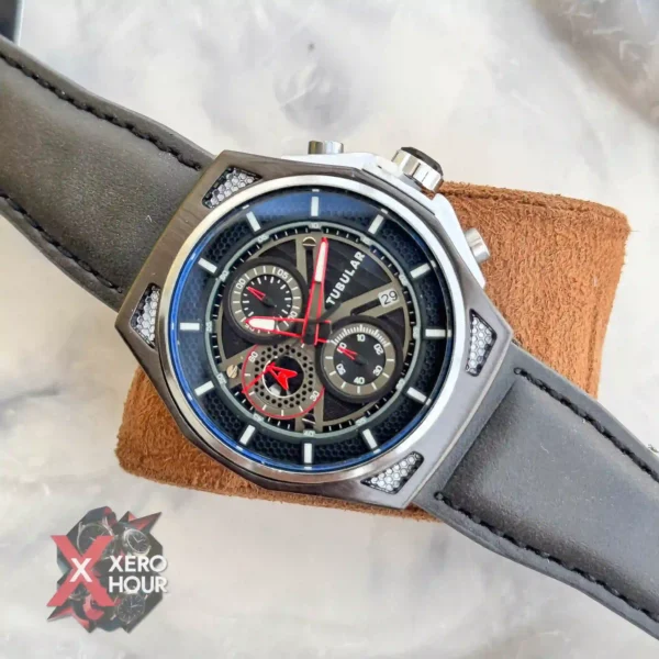 Tubular Brand | Authentic |  Honycomb Chronograph | Black Red Accent