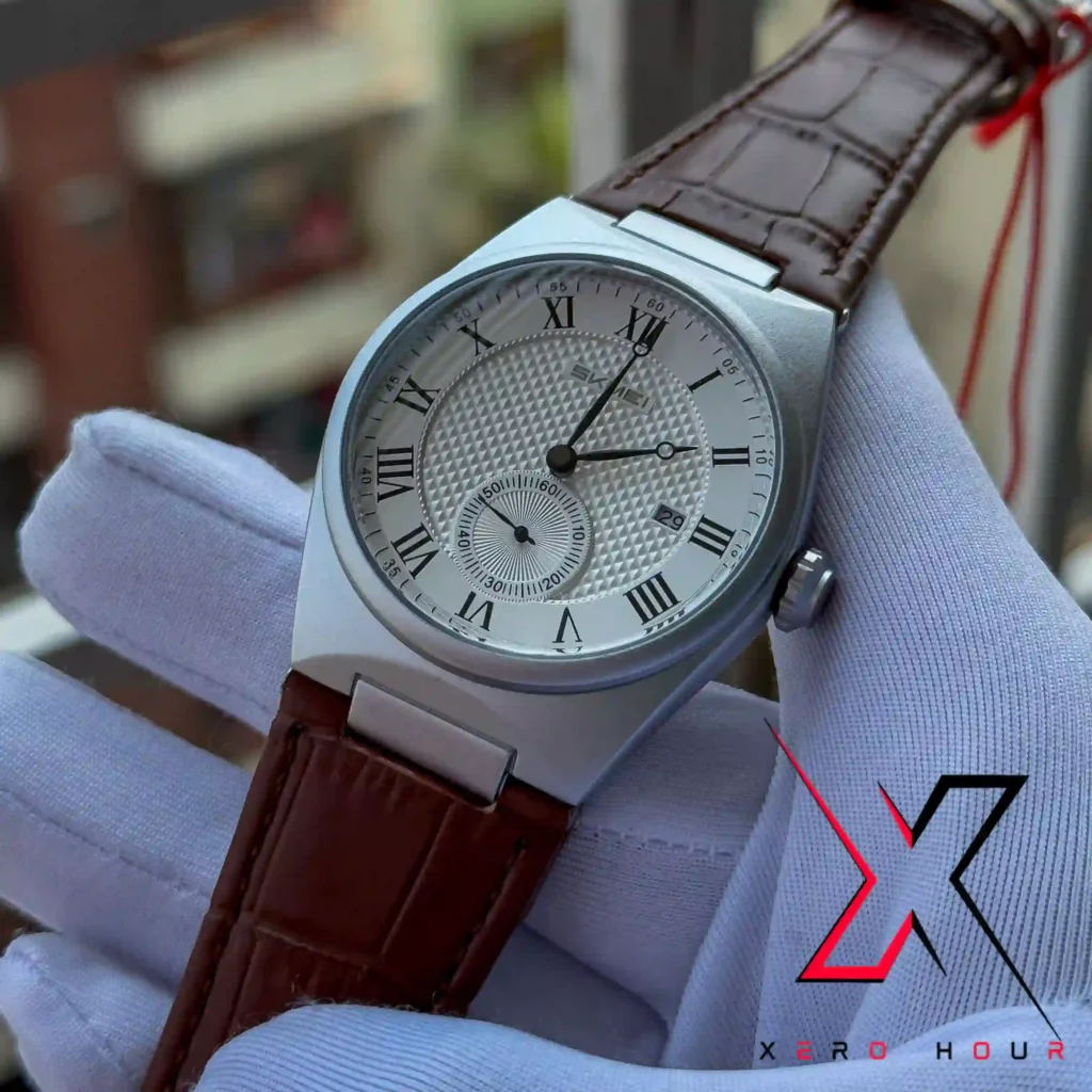 SKMEI 9390 Fashion Business Class Leather Belt Quartz Watch