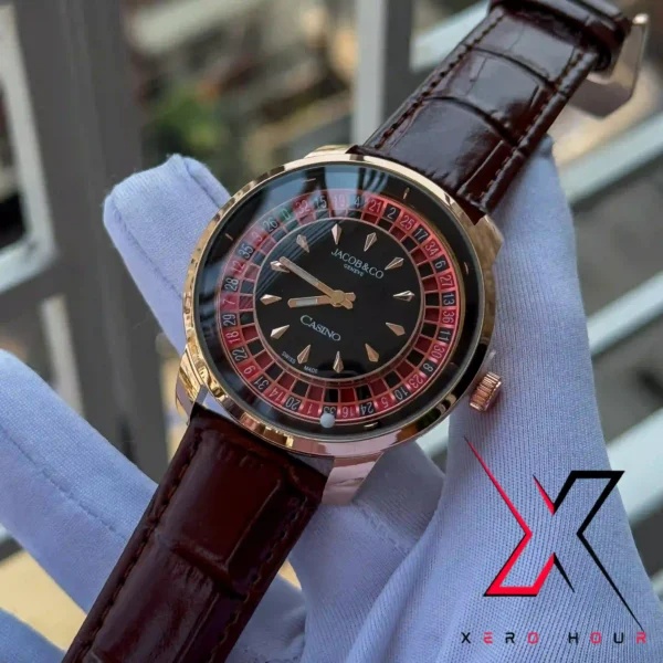 JACOB & CO - CASINO EDITION | OG PLAIN DIAL | BROWN & BLACK BELT