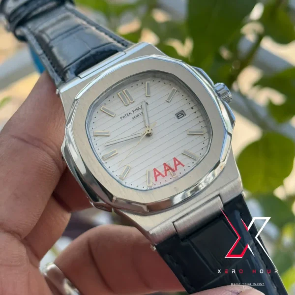 PATEK PHILIPPE NAUTILUS | LEATHER BELT QUARTZ WATCH