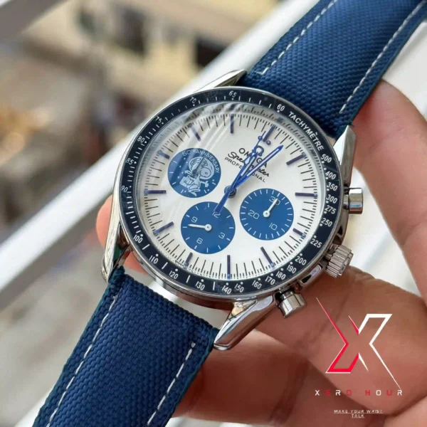 OMEGA SNOOPY SPEADMASTER | MOON LANDING WATCH WITH NYLON LEATHER STRAP WATCH