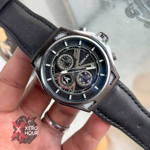 TUBULAR HONEYCOMB CHRONOGRAPH | AUTHENTIC BRAND WATCH | LEATHER BELT