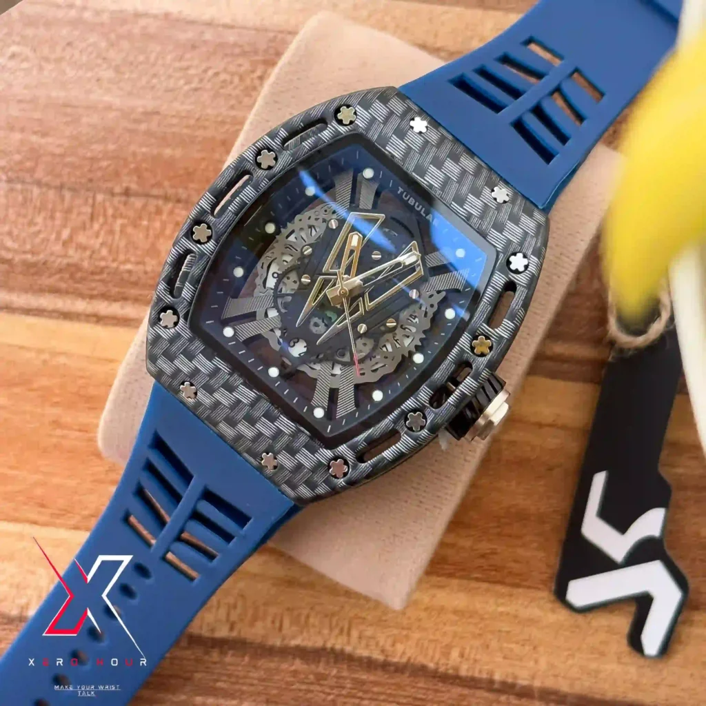 TUBULAR RM STYLE SILICONE STRAP QUARTZ MOVEMENT AUTHENTIC BRAND WATCH — alternate view 2