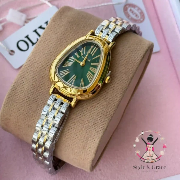 OLIYA ROUND TRIANGLE LEAF STYLE LADIES QUARTZ MOVEMENT AUTHENTIC BRAND WATCH FOR GIRLS