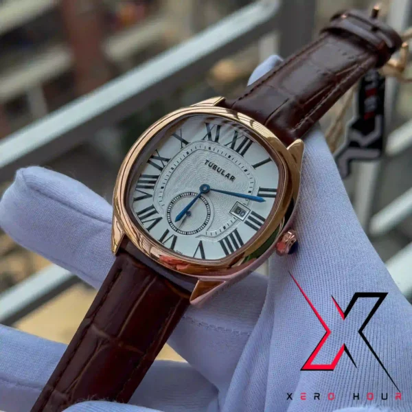 TUBULAR OVAL SHAPE SECOND DIAL WATCH | AUTHENTIC BRAND LEATHER STRAP