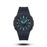 Casio-Style G-Shock GA-2100 – Full Black Teal Accent