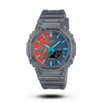 Casio-Style G-Shock GA-2100 – Transparent Skeleton Red Navy Gradient