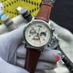 Patek Philippe Moon Phase Chrono brown Leather Watch - Image 6