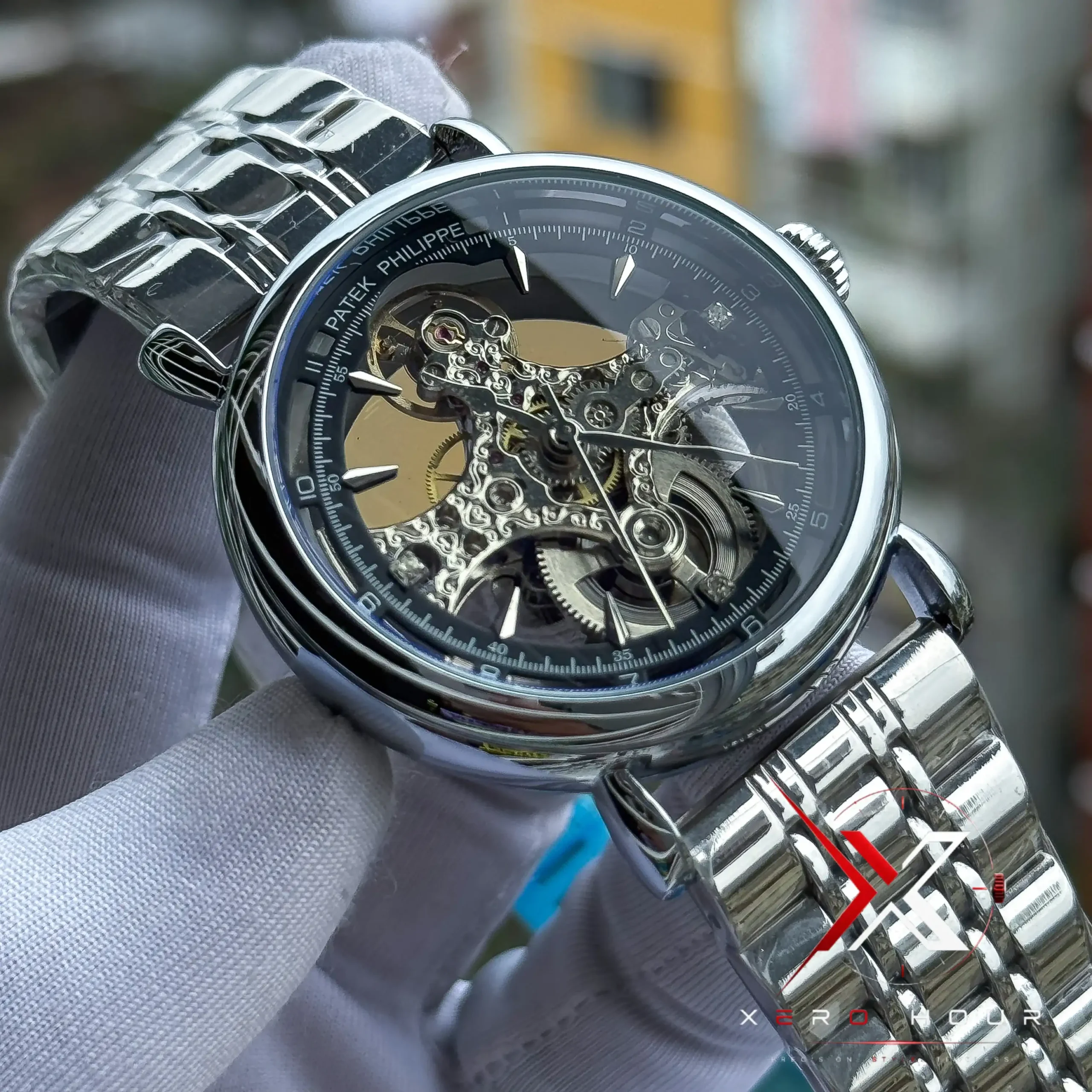 IMG_7797_result Patek Inspired Skeleton Trasnparent Watch – Premium Design | Small Automatic Chain edition - Image 1