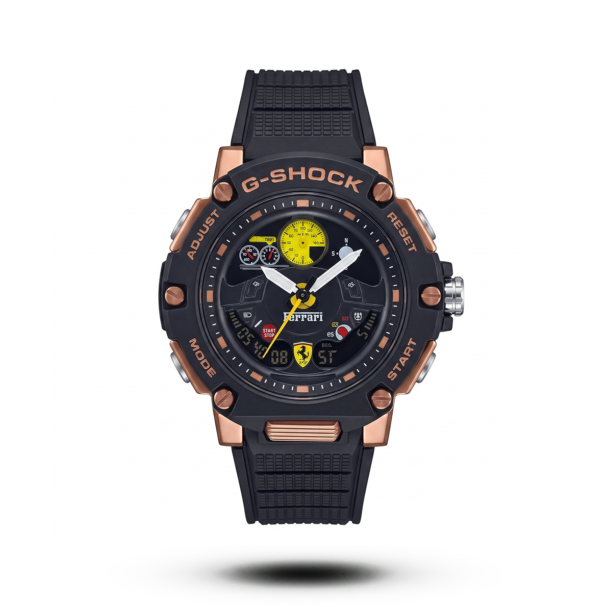 original-15.png G-Shock-Style Ironhavoc Sentinel – Rose Gold Bezel – Black Dial – Black Strap - Image 1