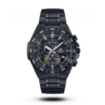 Casio-Style Edifice Black Ion-Plated Yellow Accent Watch