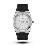 Tissot Prx Powermatic 80 Black Strap Waffle White Dial Watch