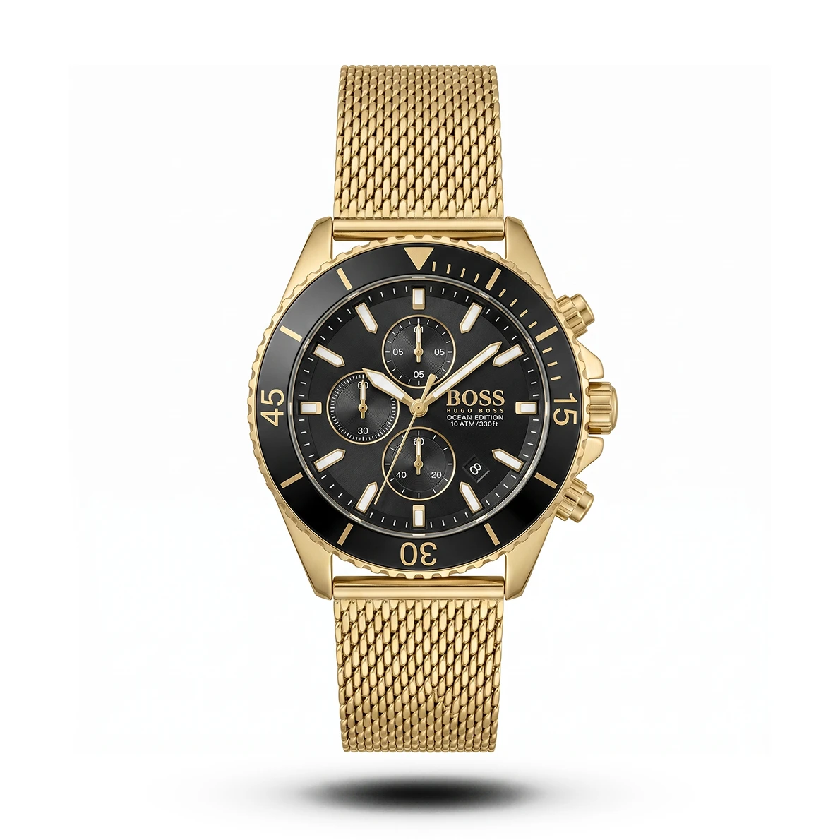 product-02dcaa6b-4f72-4365-ac09-412a5c9c370c.webp Hugo Boss-Style Ocean Edition Chrono Gold Mesh Watch - Image 1