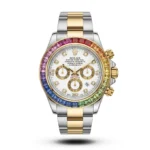 Rolex-Inspired Daytona Rainbow Bezel Two-Tone Steel Watch