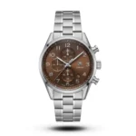 Tag Heuer-Style Carrera Calibre 1887 Brown Sunburst Chronograph Steel Watch