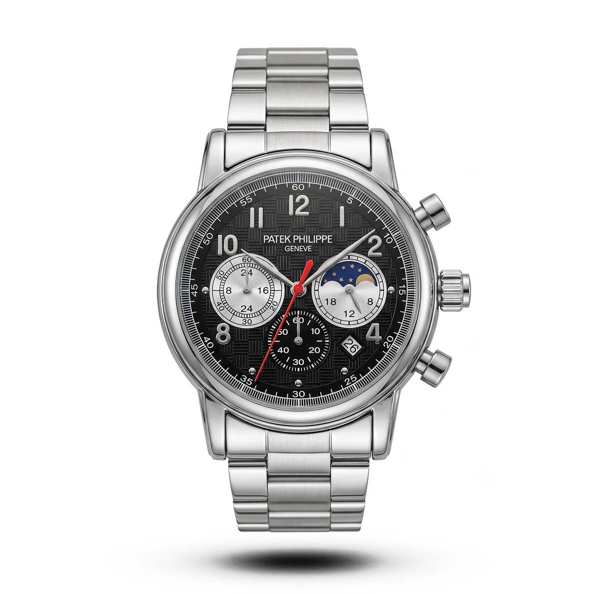 product-04f45861-1d7a-422e-92b9-01a2de2dd7c5.webp Patek Philippe-Inspired Moonphase Chrono Black Dial Watch - Image 1