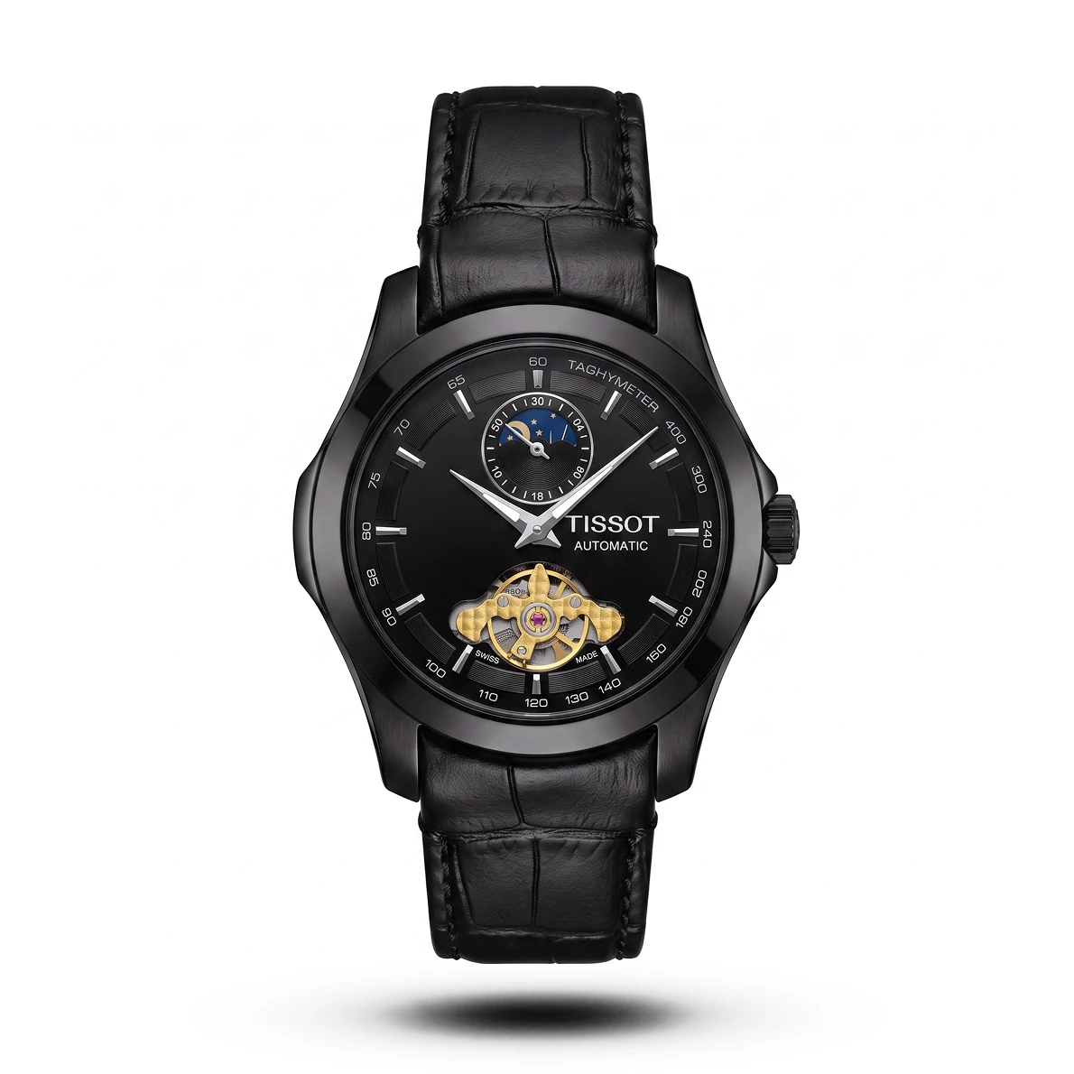 product-058196d0-3ece-44be-b5c4-7ce0a5620758.webp Tissot-Style Open-Heart Sun & Moon Leather Full Black Watch - Image 1