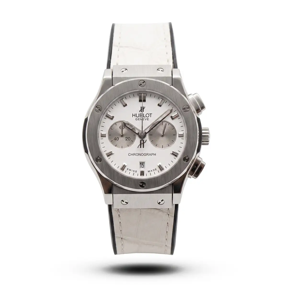 product-09342abd-6091-4dc1-af71-585f41f48154.webp Hublot-Style Classic Fusion White Chrono Leather Watch - Image 1