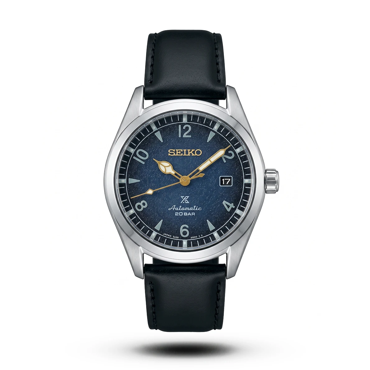 product-10e72eb3-da48-43ea-ba99-040bac37802a.webp Seiko-Style Prospex Alpinist Automatic Black Leather Blue Dial Watch - Image 1