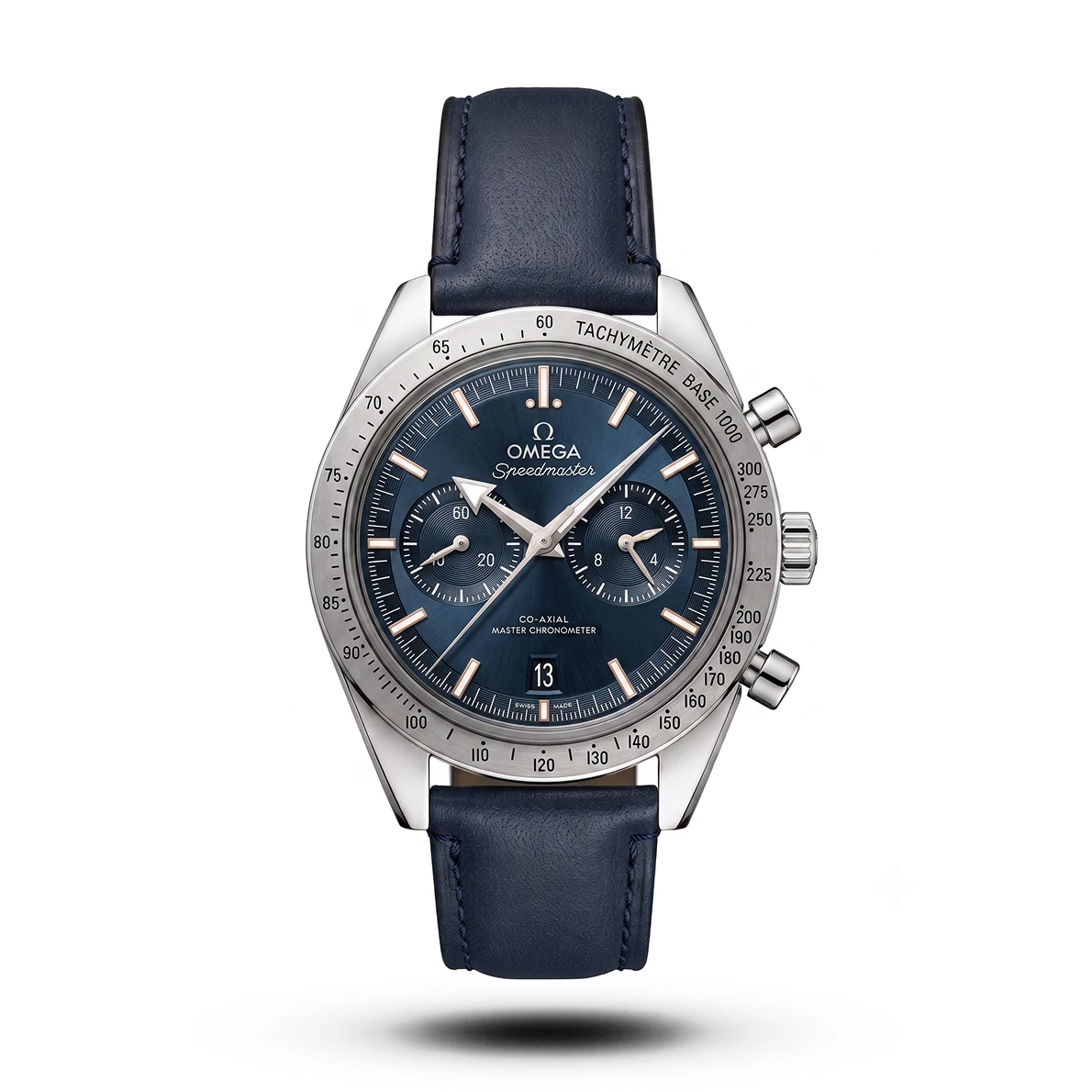 product-12fc28dc-c7d9-4ba9-ae20-01881fb2732b.webp Omega-Style Speedmaster '57 Blue Leather Strap Men's Watch - Image 1