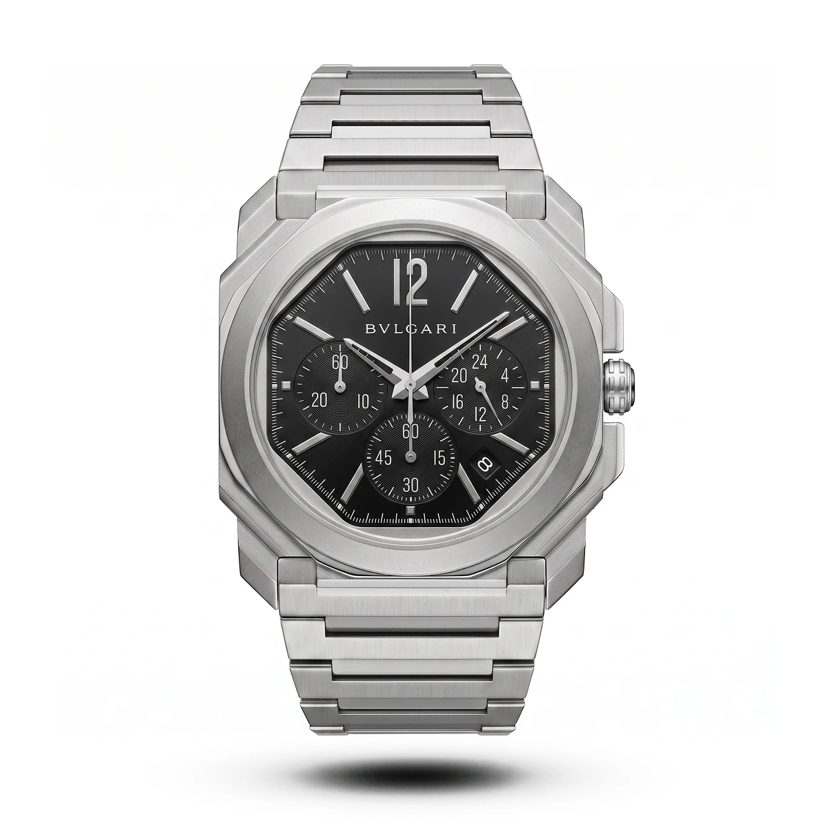 product-1591a375-19d7-4ad1-b230-3cee78aa7d50.webp Bvlgari-Style Octo Finissimo Matte Silver Case Black Dial Watch - Image 1