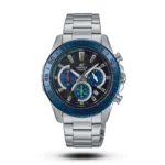 Casio-Style Edifice Chronograph Black Dial Blue Bezel Dial Watch