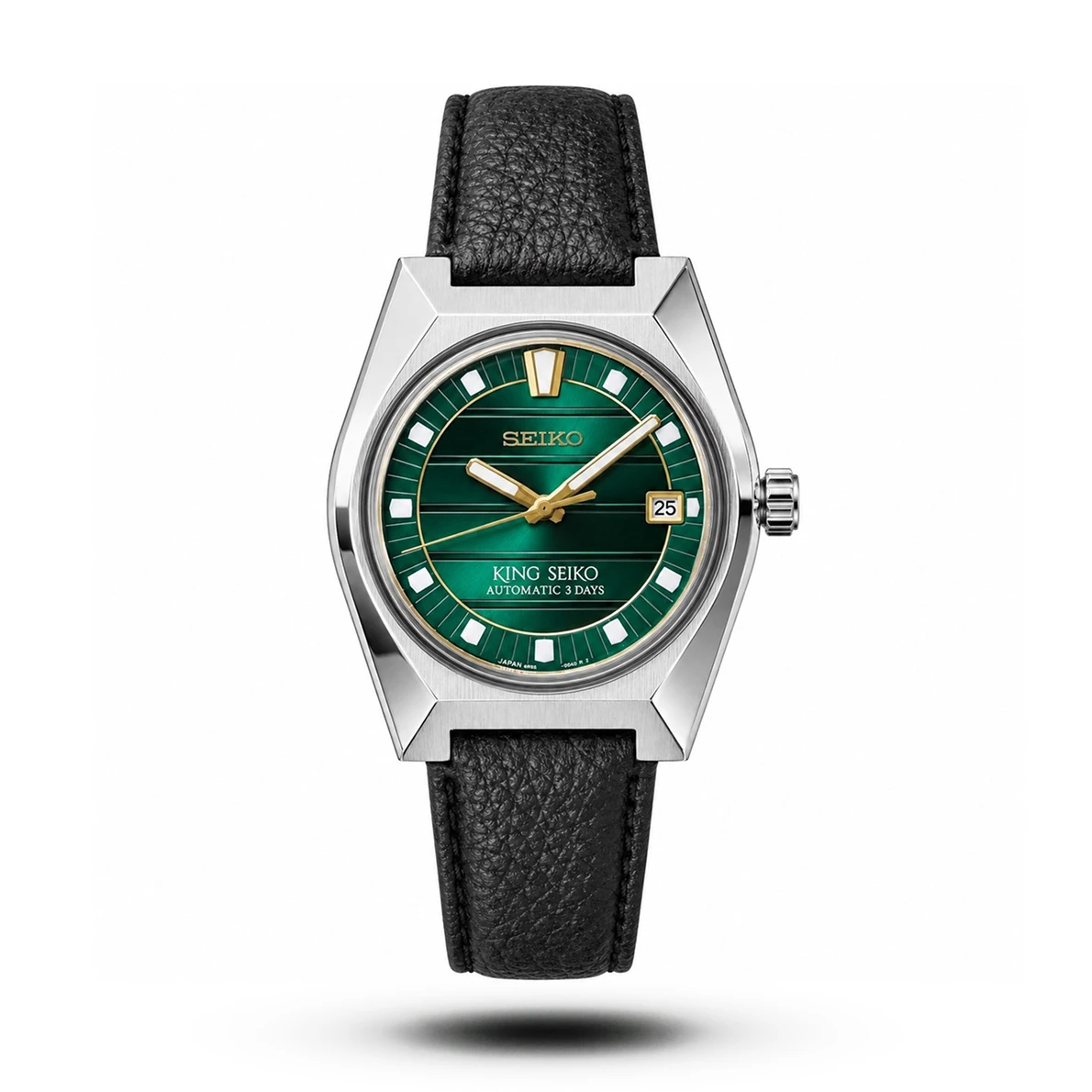 product-188a3595-2134-43f4-8e44-91e79b9c3272.webp King Seiko-Style Automatic Green Dial Black Leather Men's Watch - Image 1
