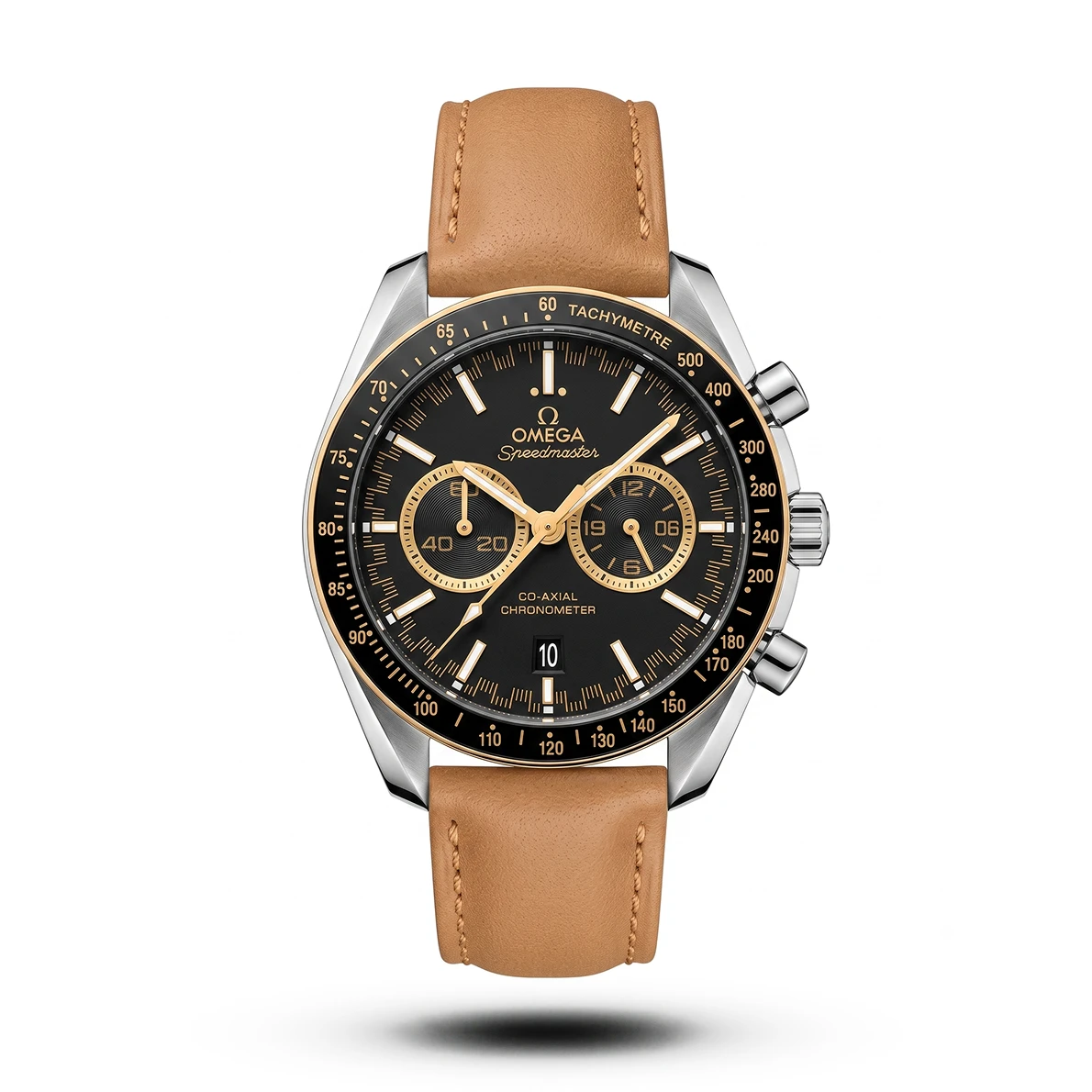 product-1a512e8e-03aa-4226-b670-3f03a455fe0b.webp Omega-Style Speedmaster Racing Mustard Strap Black Dial Watch - Image 1