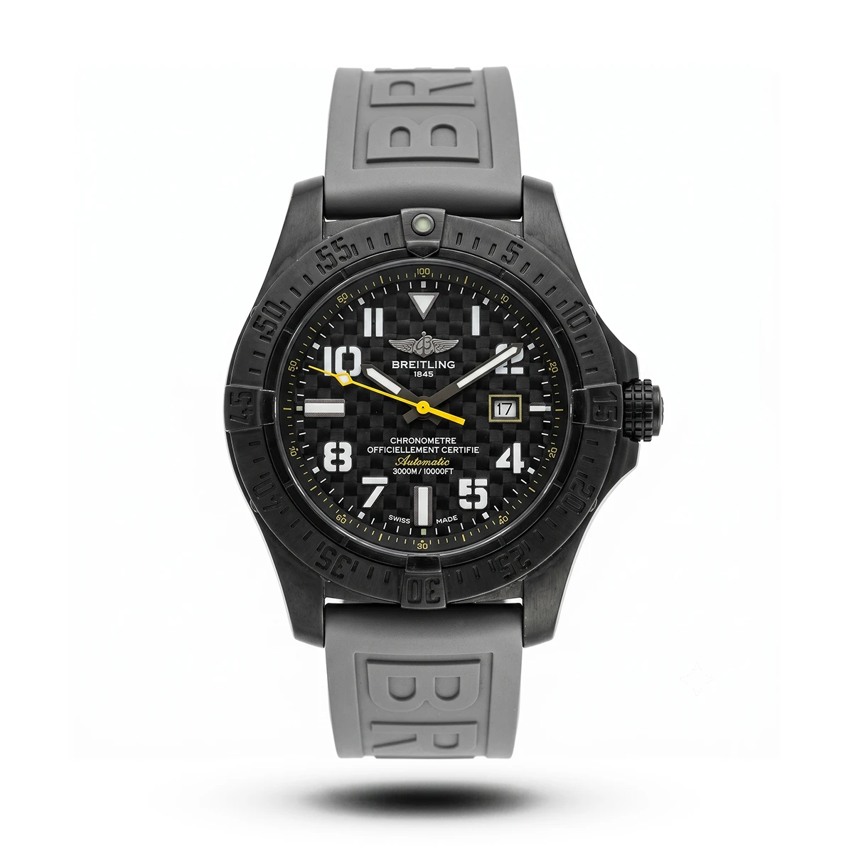 product-1bafe361-56ad-4ddd-aeb0-f3a94a2285e5.webp Breitling Avenger Seawolf Carbon Dial Grey Rubber Strap Watch - Image 1
