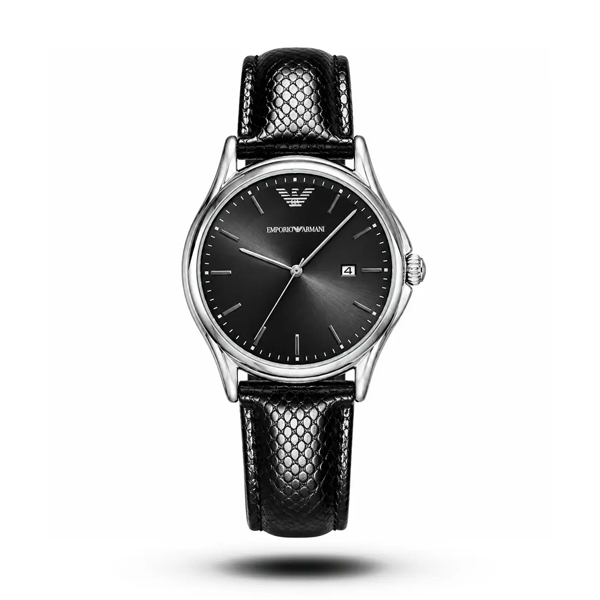 product-1d086bf9-15c1-4dea-8db6-5f6cbb290f5e.webp Emporio Armani Classic Textured Black Leather Black Dial Watch - Image 1