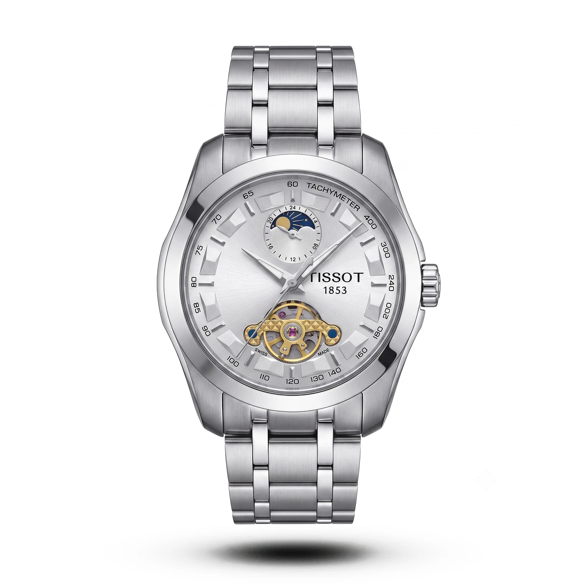 product-1d40e37e-1b0c-4a6c-b191-de6313ee0de8.webp Tissot-Style Tradition Open-Heart Moonphase Steel White Dial Watch - Image 1