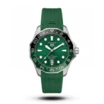 Tag Heuer Aquaracer Gmt Wave Dial Green Strap Black Accent Watch