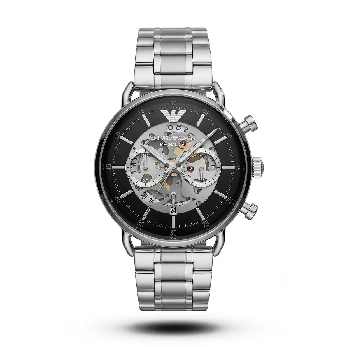 product-1e4b1899-20b1-41a5-a214-549a19eb04c2.webp Emporio Armani-Style Mechanical Skeleton Black Dial Steel Watch - Image 1