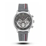 Tommy Hilfiger-Style Multi-Function Skeleton Silicone Grey Dial Watch