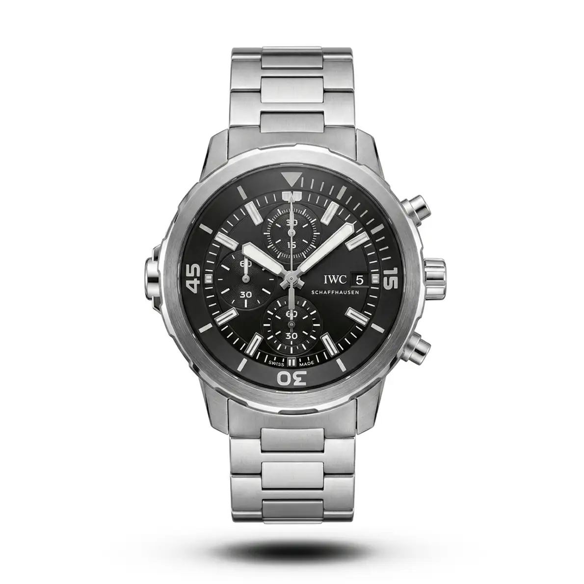 product-205df7c8-9da5-4145-97f4-4b853190aab6.webp IWC-Style Aquatimer Chronograph Silver Case Black Dial Watch - Image 1