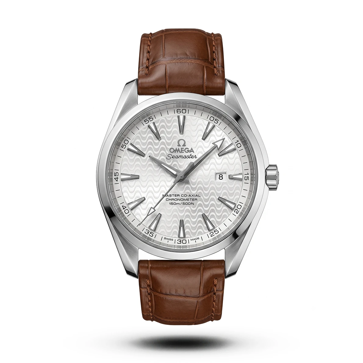 product-2151239e-c168-4568-88ac-607d715c0976.webp Omega-Style Seamaster Aqua Terra White Wave Brown Strap Watch - Image 1