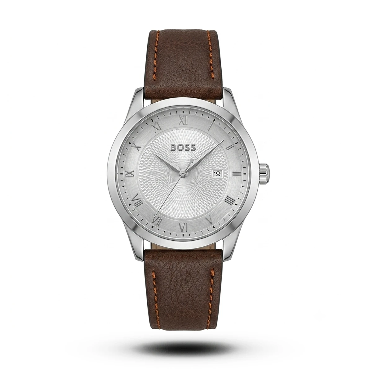product-26ad2f1c-5eb3-4db6-9db5-cd8b5af50d98.webp Hugo Boss Guilloché Roman Dial Brown Leather White Dial Watch - Image 1