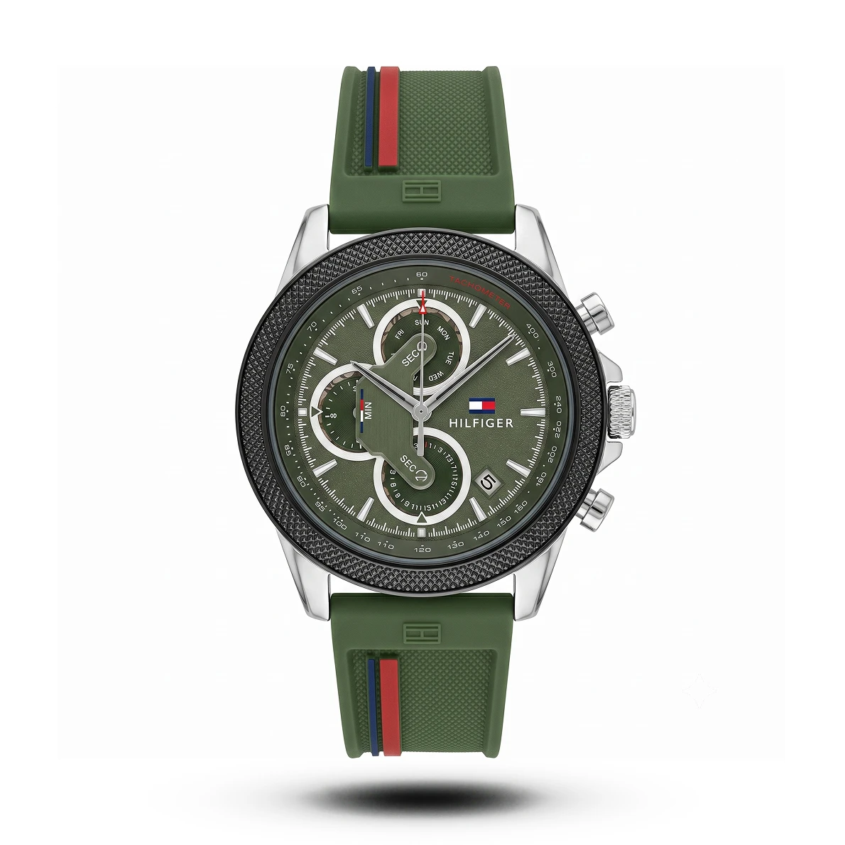 product-27e4677d-53a6-4e7c-80ae-ad716c8c7325.webp Tommy Hilfiger-Style Decker Multi-Function Military Green Silicone Watch - Image 1