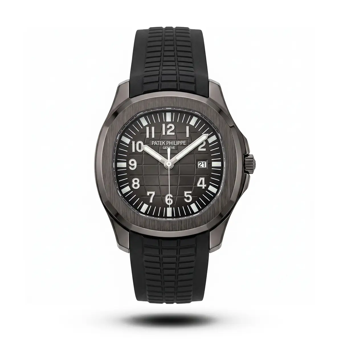 product-28eaf705-2042-429a-88d7-ef15a497ef45.webp Patek Philippe Inspired Aquanaut Black Dial Black Rubber Strap Black Case Watch - Image 1