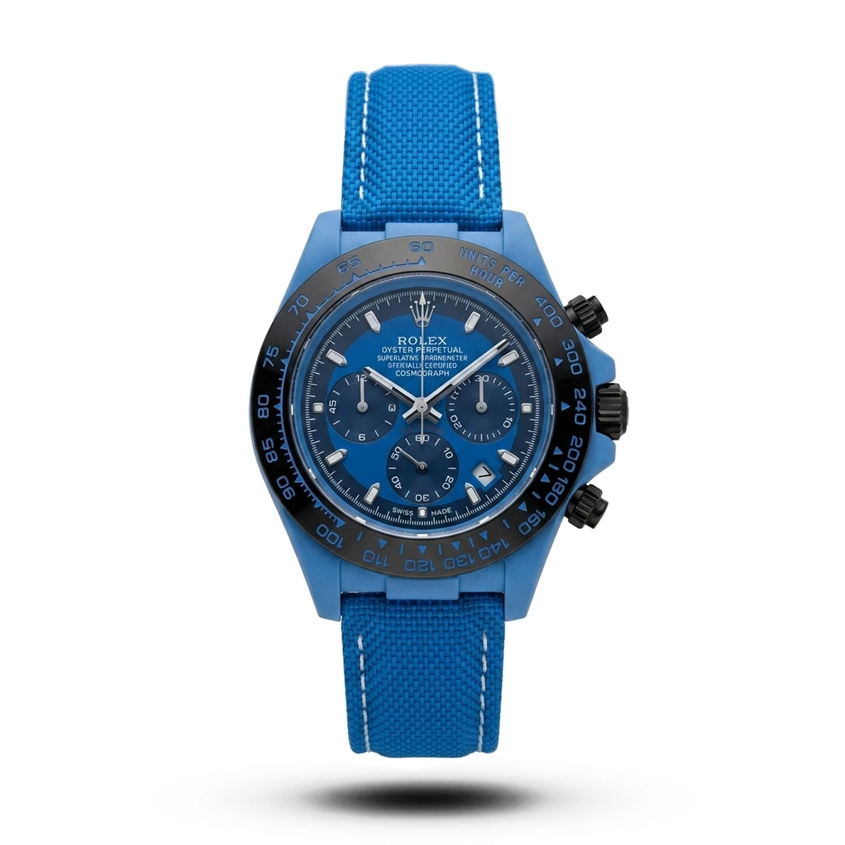 product-2f782adf-2cbf-4c00-9c90-423b3d196bed.webp Rolex Inspired Cosmograph Daytona Color Edition Blue Strap Watch - Image 1