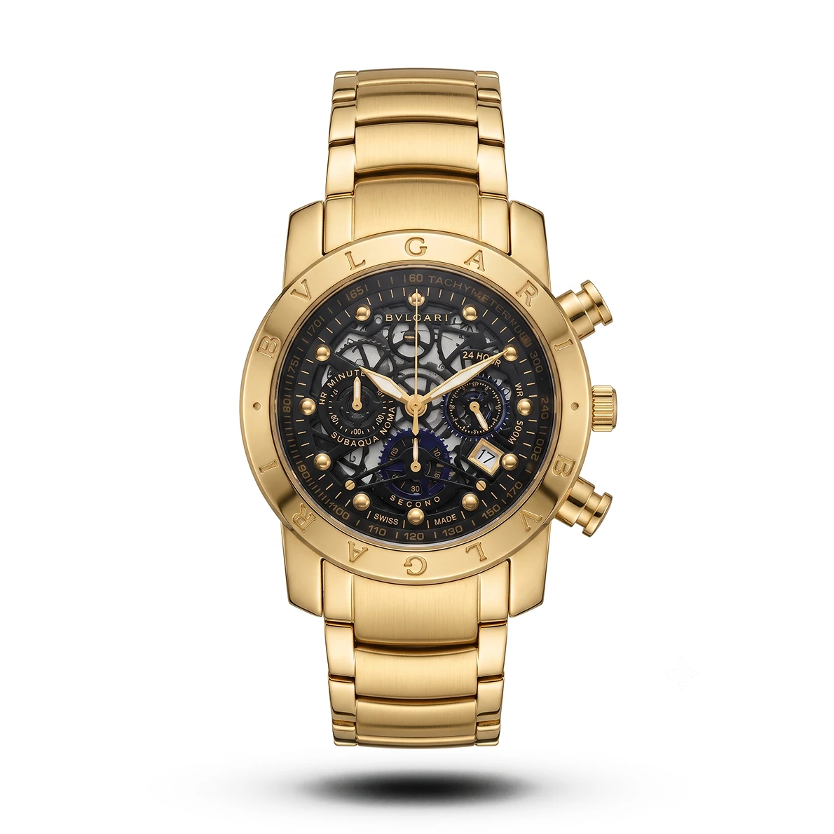 product-312bee6f-260d-4caf-862c-c681adbe2df3.webp Bvlgari-Style Diagono Gold-Tone Case Black Dial Watch - Image 1